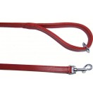 Ace Matching Red Leather Lead with a PADDED leather handle ~ length 44"